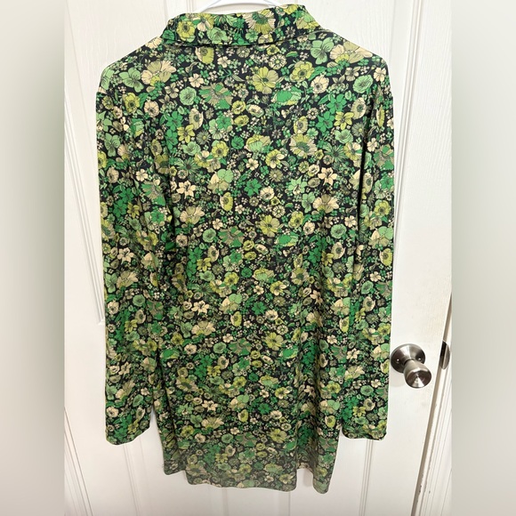 Zara Green Floral Print Long Sleeve Button Down Tunic Dress - Picture 7 of 7